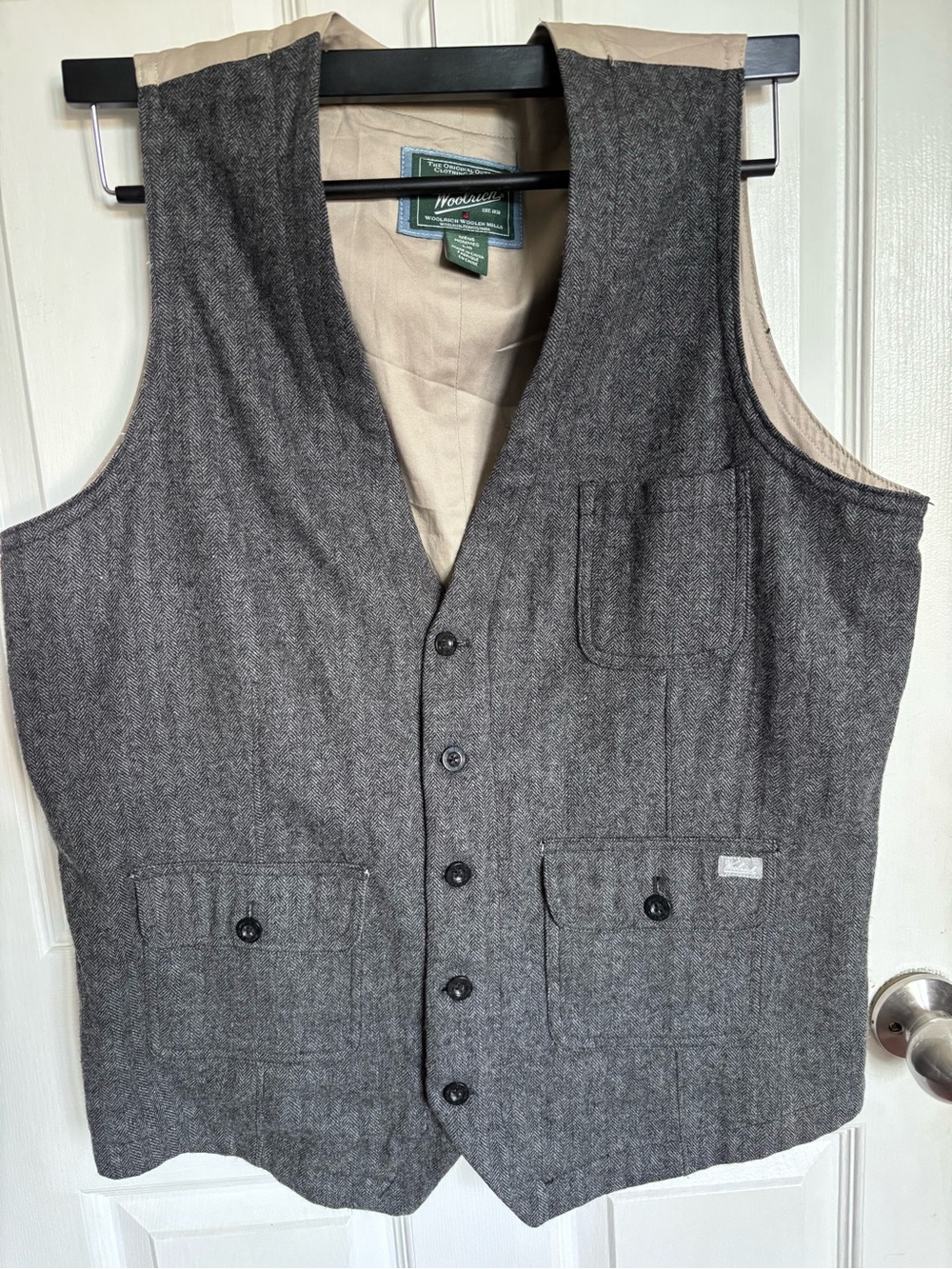 Woolrich Men's Ruxton Wool Vest - Slate Gray Herringbone - Large